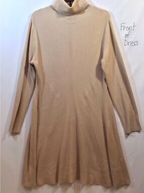 Fashion Nova Beige Ribbed Knit Turtleneck Dress